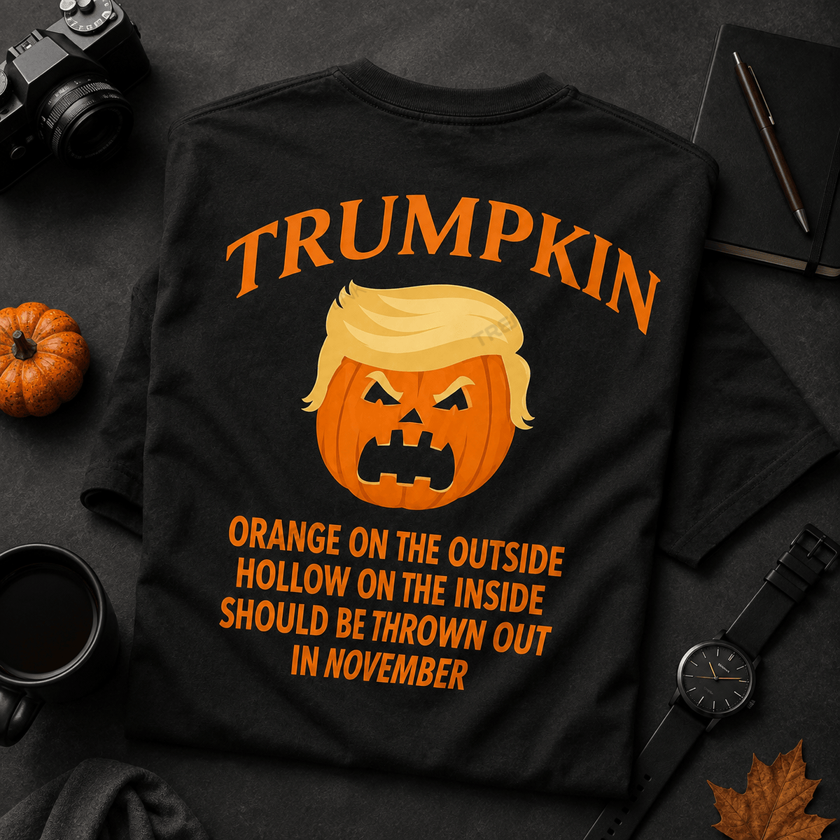 Trumpkin Halloween Shirt, Funny Political Pumpkin Tee, Anti Trump Satire Shirt, Orange on the Outside Halloween Political Gift #OBO