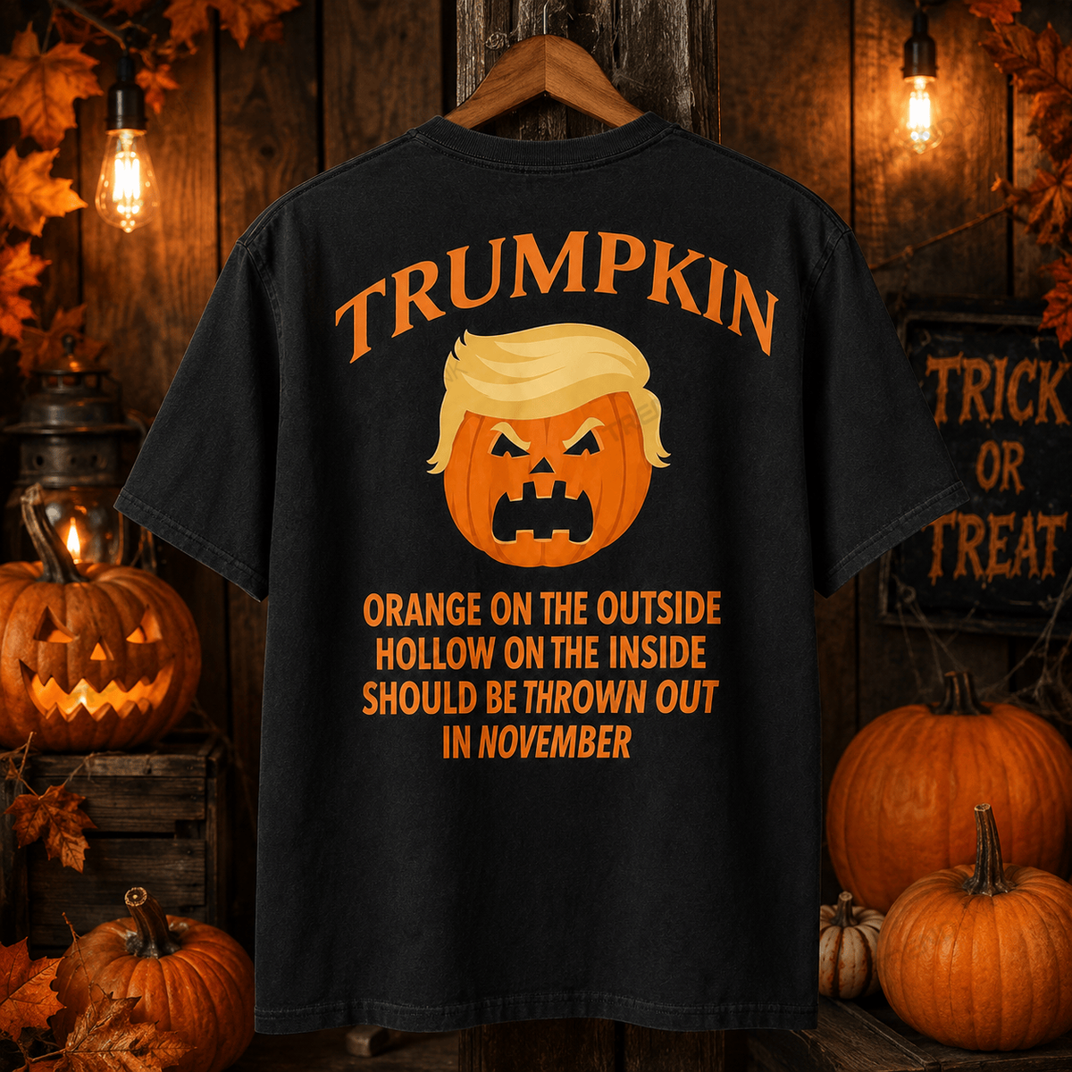 Trumpkin Halloween Shirt, Funny Political Pumpkin Tee, Anti Trump Satire Shirt, Orange on the Outside Halloween Political Gift #OBO